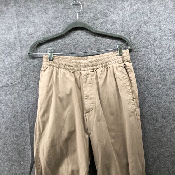 Uniqlo Cotton Relaxed Easy Ankle Pants Mens S Beige Pull On Drawstring - Picture 5 of 9